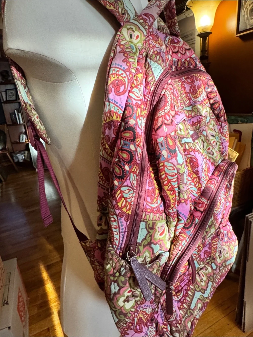 Vera Bradley Pink Paisley Floral Quilted Backpack